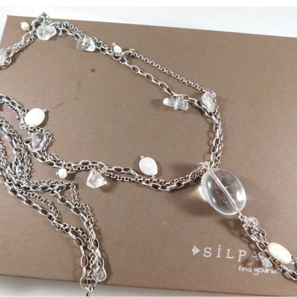 Silpada Silver Necklace with Clear Accents and Freshwater Pearls - Picture 1 of 1